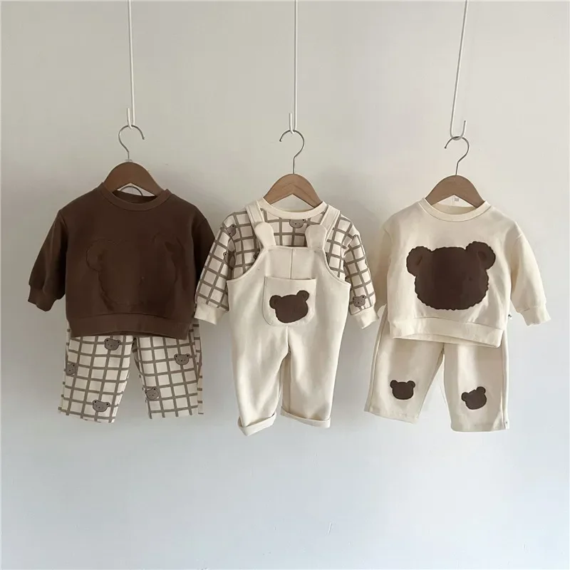 Vorschule Kinder reine Baumwolle Herbst Leibchen Hose Baby lässig Pullover Hoodie Hose fotografiert Kleidung تذكارات لر̈r