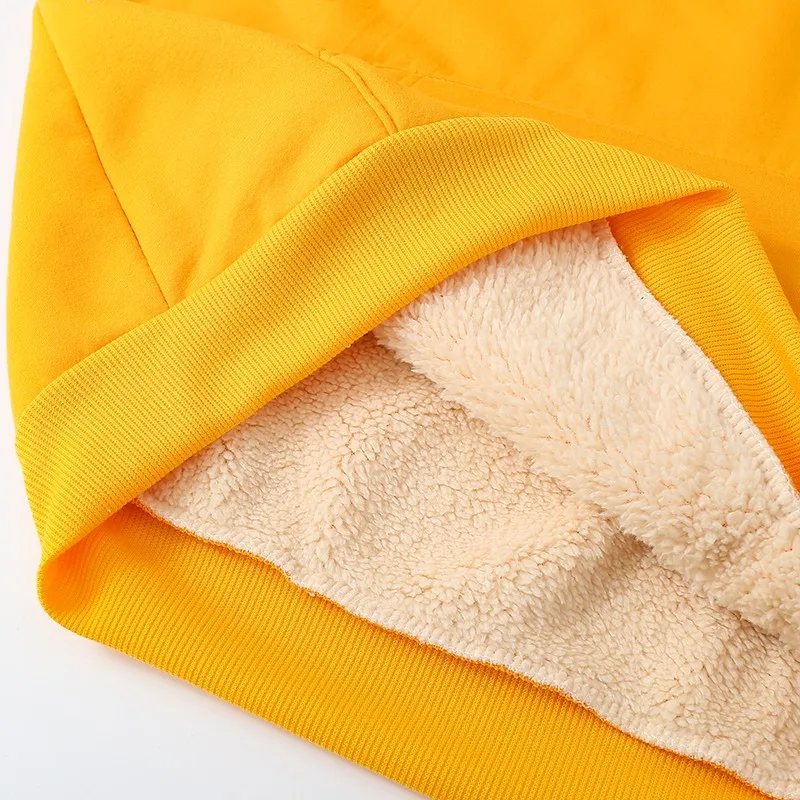 Lambskin Hooded Solid Color Pullover Sweatshirt Women\'s Hoodies Fleece-lined Thicken Loose Coat New Autumn Winter New Casual Top