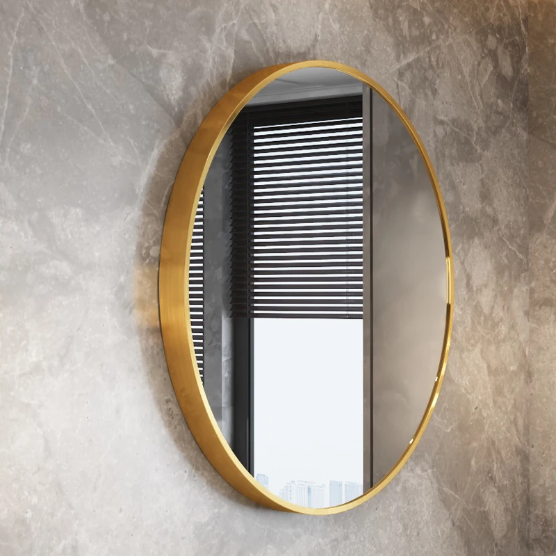 

Зеркальный туалетный столик, современный круглый домашний туалетный столик в рамке для ванной комнаты, устойчивый к стене, влажный, туман, водонепроницаемый