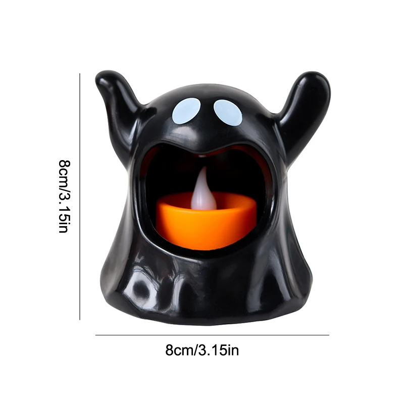 2Pcs Halloween Ghost Night Lights Flameless LED Candle Holder Lamp Battery Operated For Halloween Party Decoration