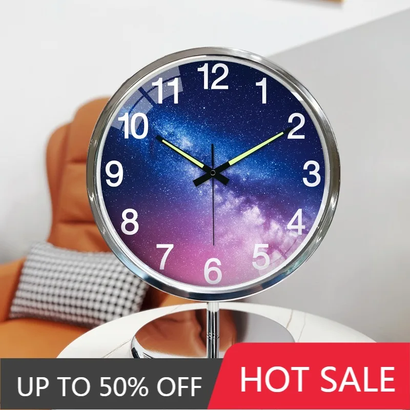 Voice Activated Luminous Table Clock Nordic Desk Watch Decorative Living Room Tabletop Clocks Aesthetic Luxury Desktop Watches