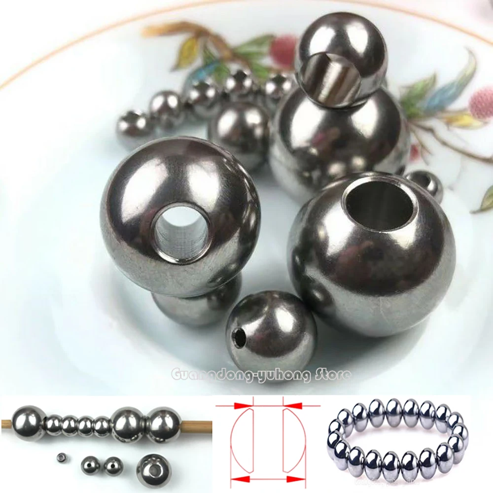 OD 3-60mm Stainless Steel Ball Through Hole Unthreaded Ball Bead DIY Jewelry Beading Accessories Perforation Drilling Steel Ball