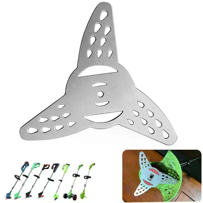 Upgraded Mower Blade Parts Blade Head Of Multifunctional Stainless Steel Weeding Tool 3-tooth Metal Perforated Saw Blade