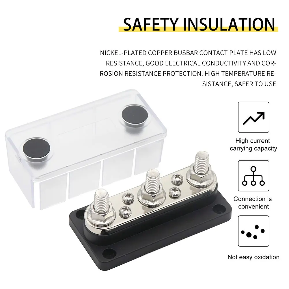 300A Bus Bar 3/8 Studs Power Distribution Block 3+4 Way Busbar Power Case for RV Marine Boat for Vehicle Car Automobile Caravan