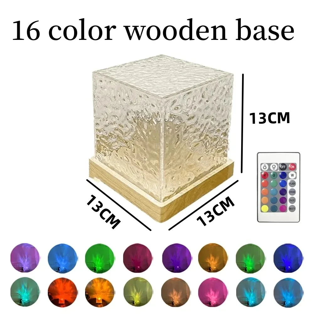 جهاز عرض تموج مائي دوار ديناميكي ، إضاءة ليلية ، مصباح كريستالي لغرفة المعيشة ، الدراسة ، غرفة النوم ، اللهب ، الألوان