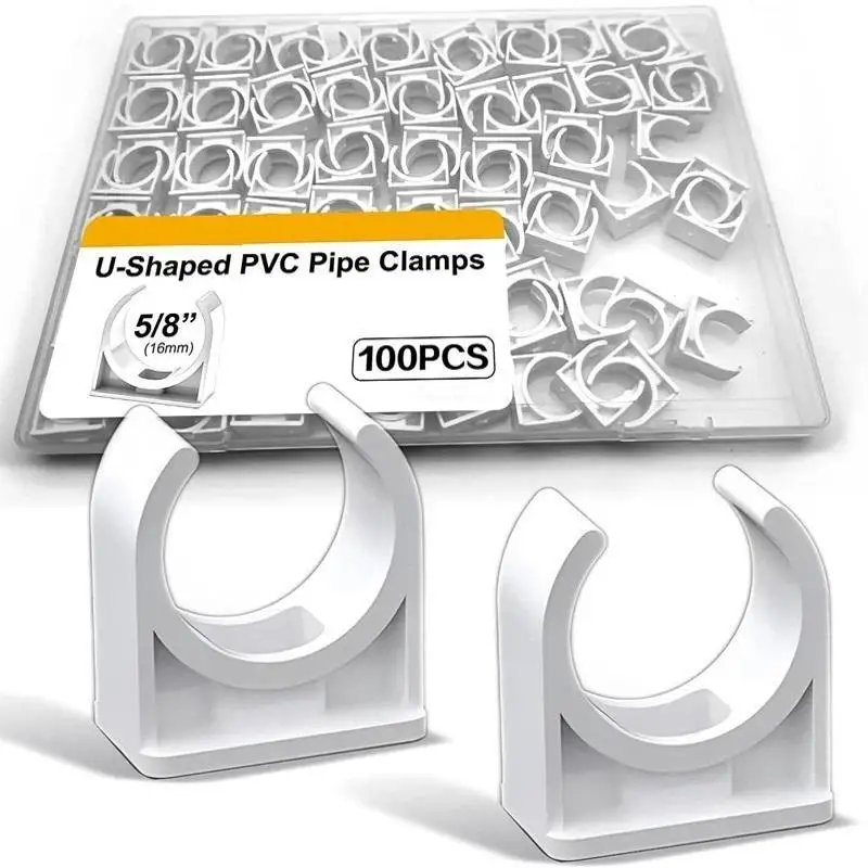 100 Pieces/Pack PVC Conduit Clamps For 16/20/25/32mm Pipes U-shaped Water Pipe ClampsBH-ELEVEN