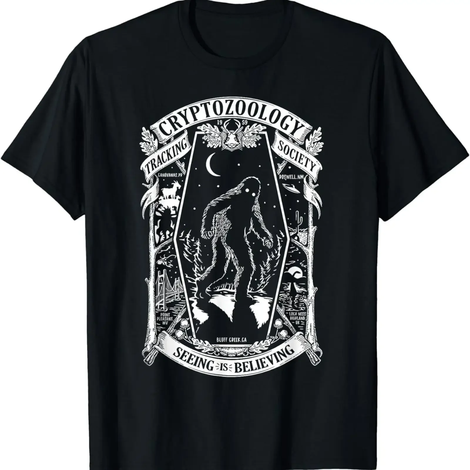 NEW Cryptozoology Bigfoot Mothman Cryptid Loch Ness T Shirt MADE IN USA vintage Washed streetwear graphic designer clothes