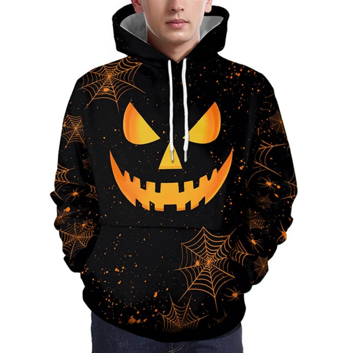 

2025 Halloween Horror Pumpkin Head Element Men's Hoodie Spring And Autumn Thin Sweatshirt Fashion Casual Pullover Y2k Streetwear