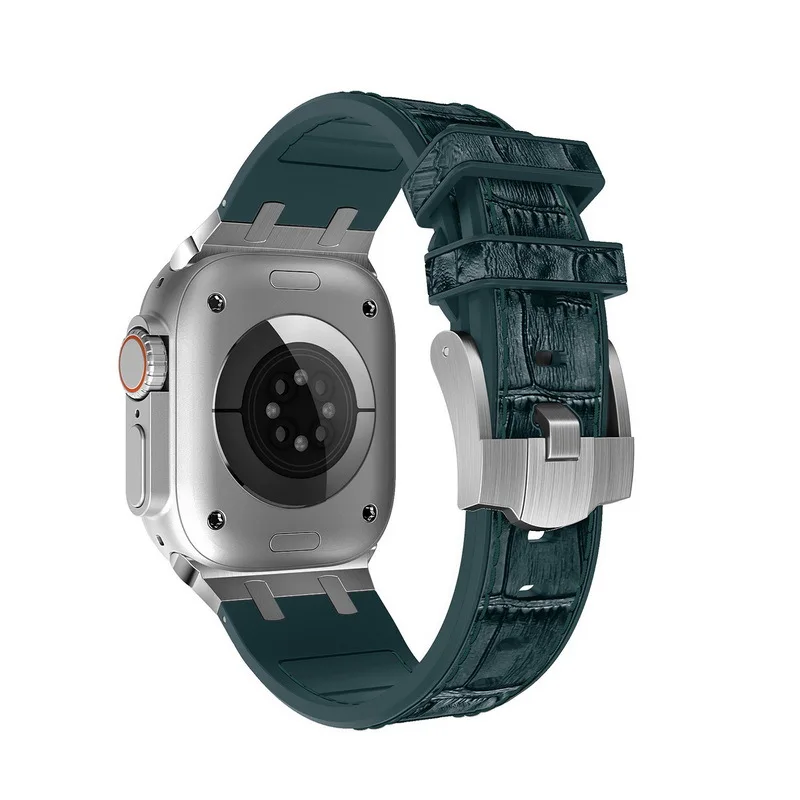 AP Mod التمساح نمط سيليكون حزام ل أبل ساعة ، الترا 8 7 6 الفرقة ، 40 مللي متر ، 41 مللي متر ، 44 مللي متر ، 45 مللي متر ، سوار ، الأعمال ، الرياضة معصمه