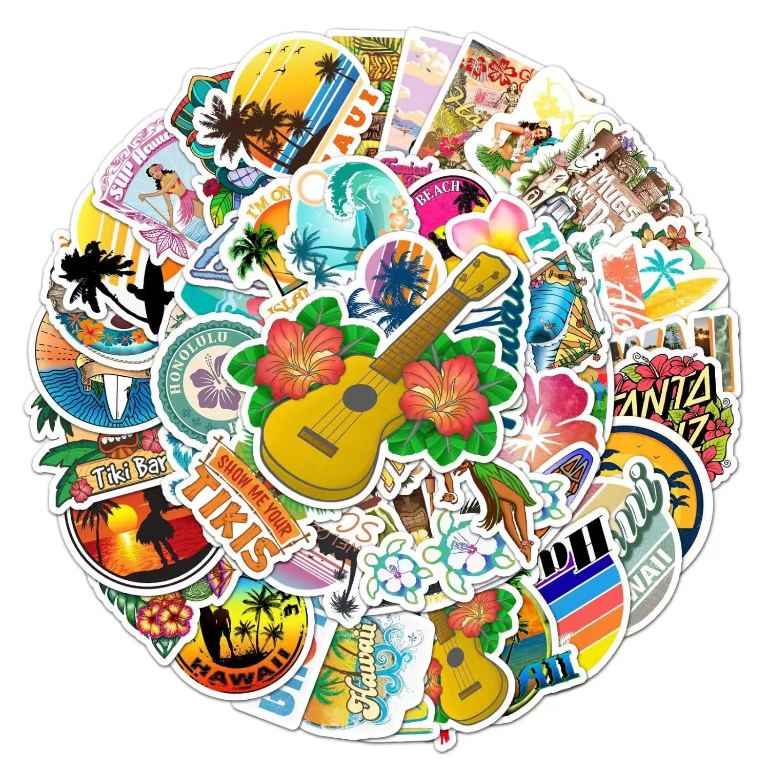 Hawaii Strand Landschaft Graffiti Aufkleber DIY Notebook Handy Fall Skateboard Dekoration Aufkleber Kinder Spielzeug Decals Aufkleber