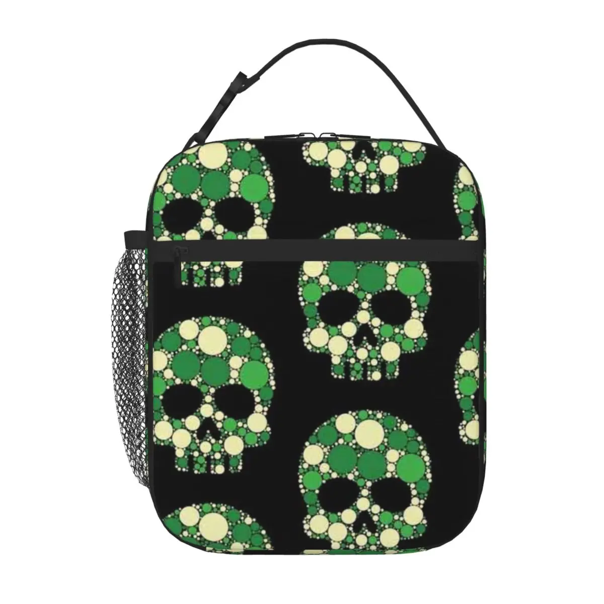 Bestselling International Dot Day Spring Grass Green Polka Dot Skull Leisure Adult Lunch Bag Roadside Stop Insulated Snack Tote