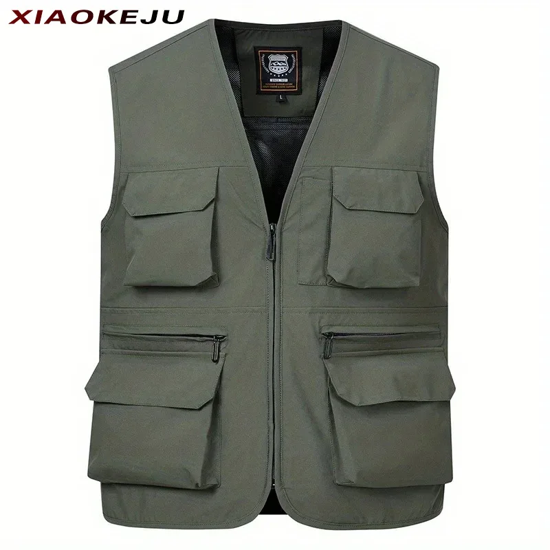 

Hunting Sleeveless Multi-pocket Jacket Vests Working Vest Works Windbreaker Motorcyclist for Men Waterproof Denim MAN Male Work