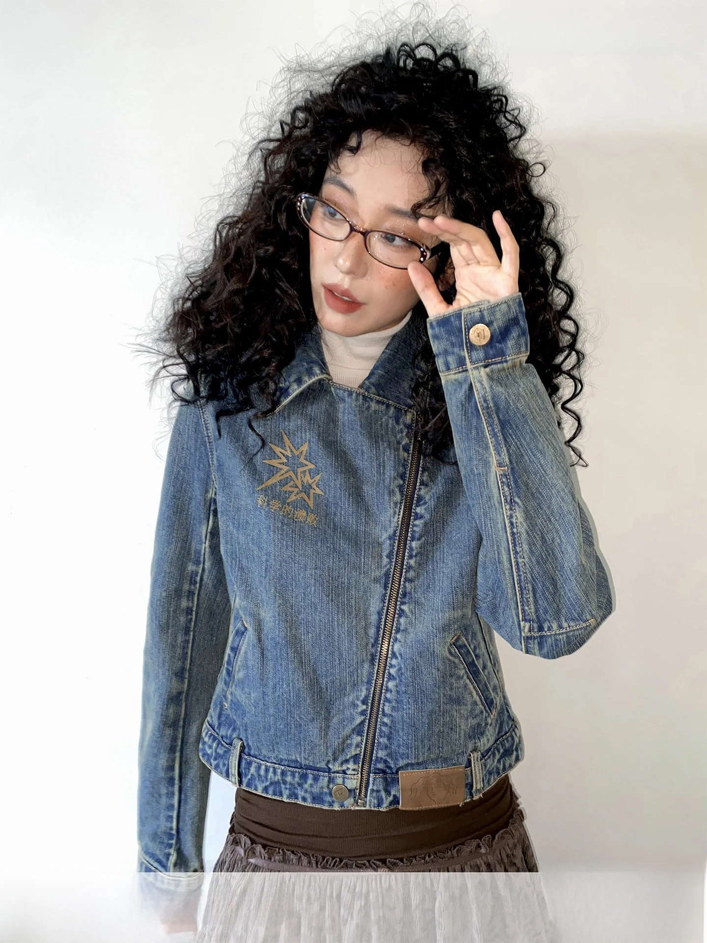 

Chtry Girl Science Failure Ретро ор Дизайн Джинсовый тюнер Женский осенний новый облегающий крой из смеси хлопка и полиэстера Тепло