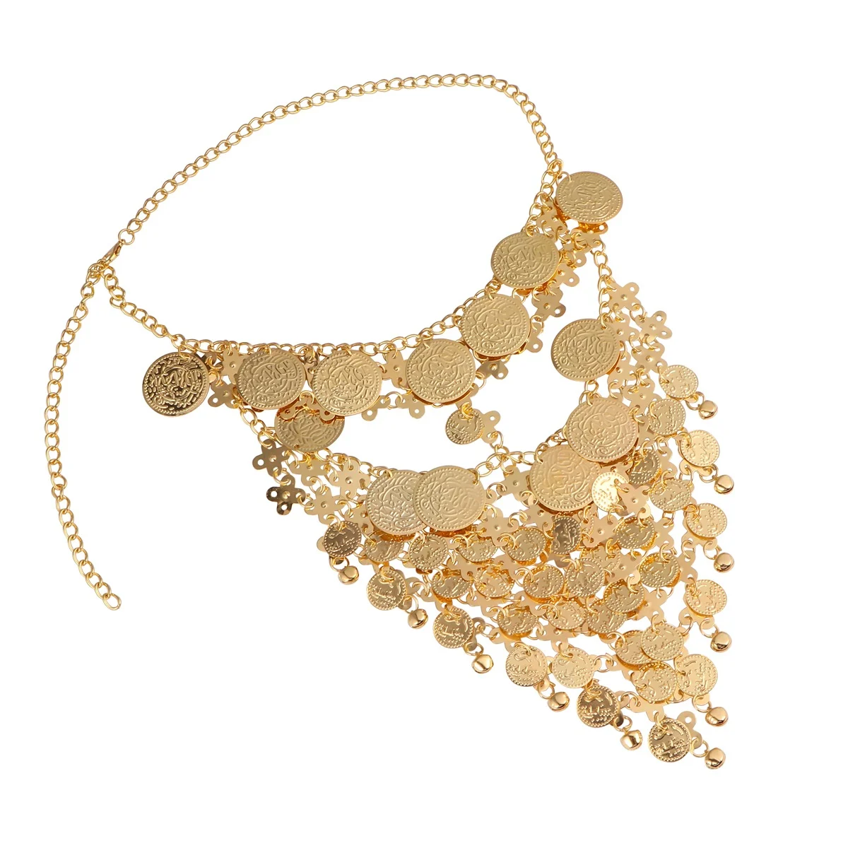 Metalowa maska z cekinami i dzwoneczkami dla kobiet, łańcuszek na twarz do tańca brzucha, akcesorium na imprezę, cosplay, maskaradę.