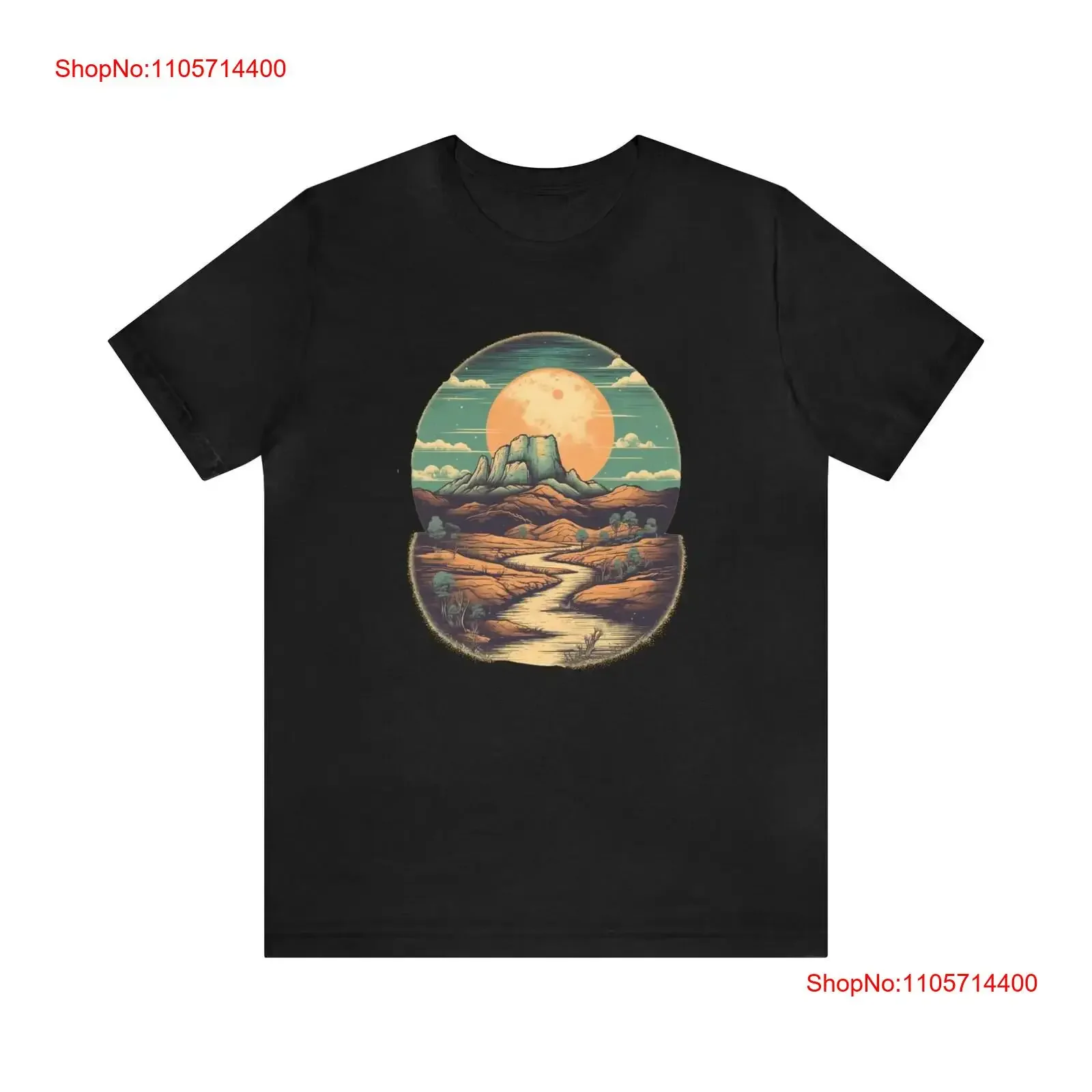 T-shirt Horizon du Désert au Clair de Lune, effet réfléchissant, style vintage délavé, décontracté, doux et confortable, streetwear pour homme