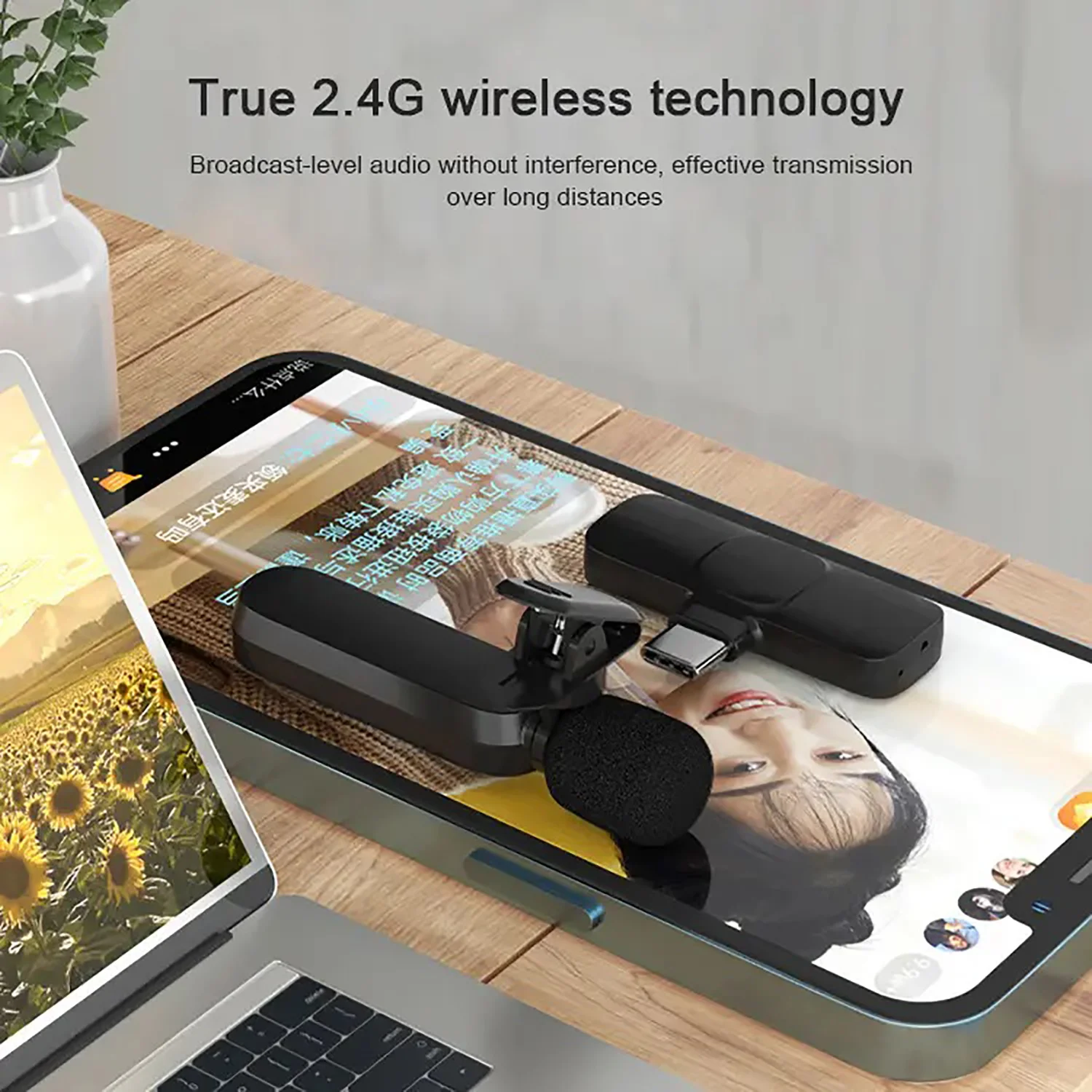 GAW-3GB 2 em 1 portátil plug and play microfone de lapela sem fio redução de ruído gravação de áudio e vídeo mini microfone