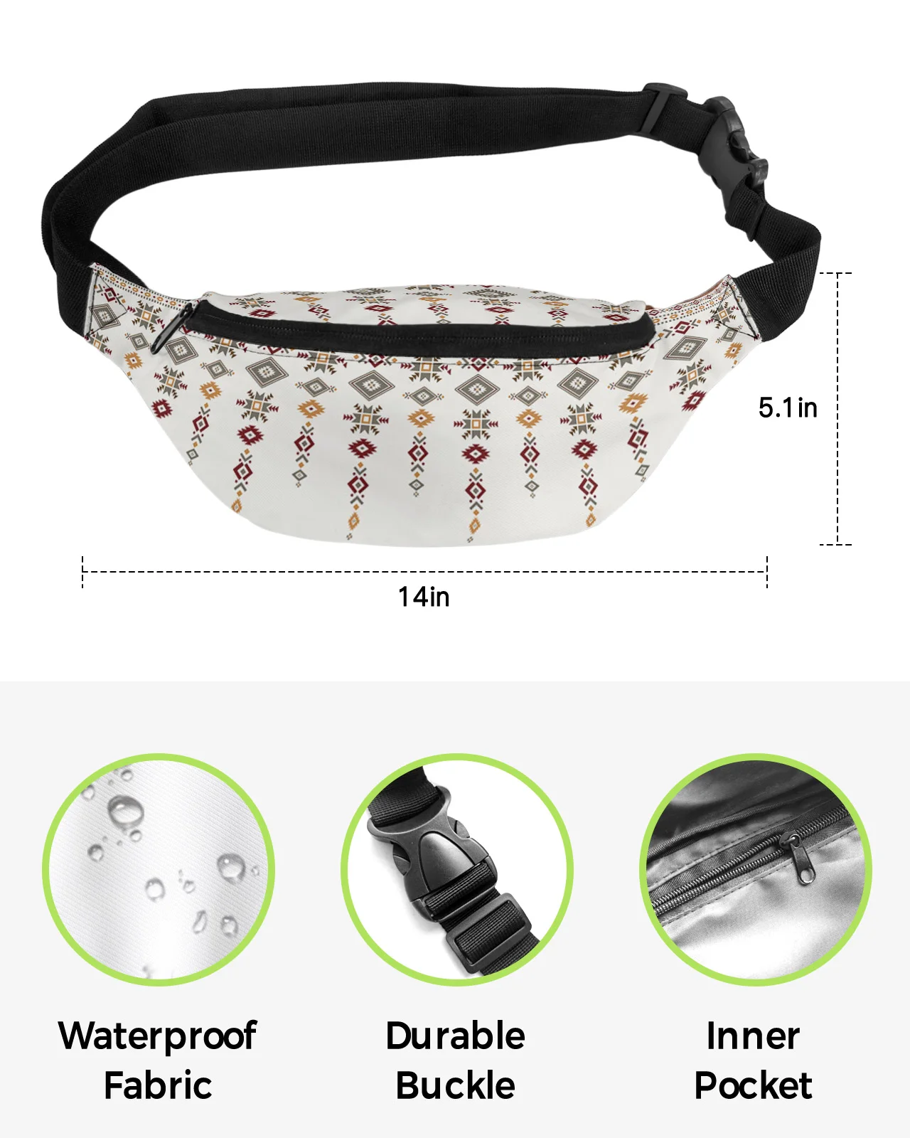 Boho Tribal Totem Waist Bags for Women Man Travel Shoulder Crossbody Chest Bags Waterproof Fanny Pack