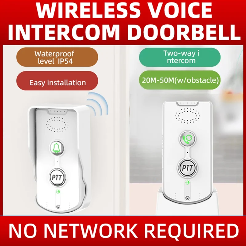 Intercom Doorbell Wireless Intercom Pager Smart Emergency Home Wireless Doorbell White-New
