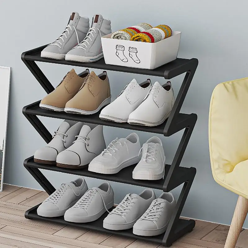 Shoe Shelf Multi Tier Z Shaped Rack Multifunctional Household Dormitory Sneaker Shelf Multi Tier Assembled Z Shaped Shoe Rack