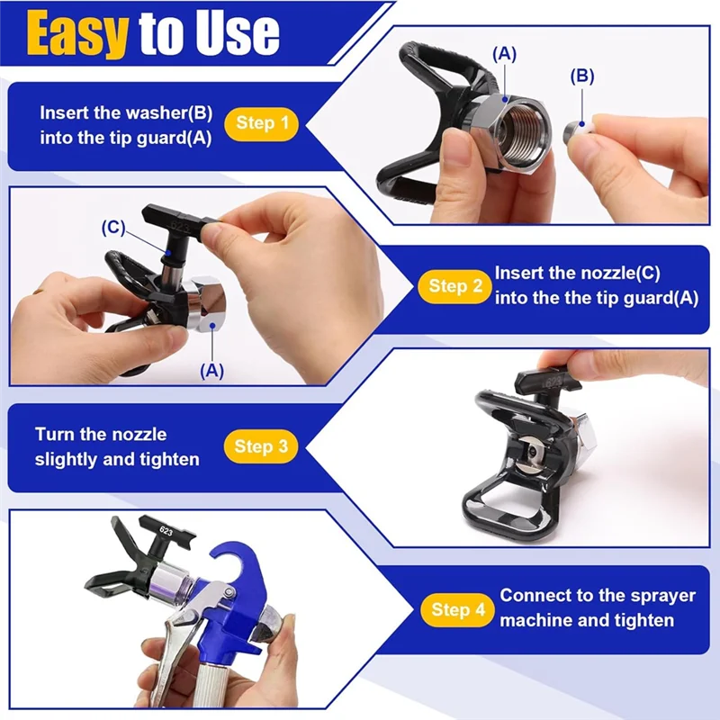 

2025 Trend 15 Pieces Airless Paint Sprayer Tips Set,Reversible Nozzle Tips With Spacer,Filter, Inlet Strainer And Nozzle Tip Gua