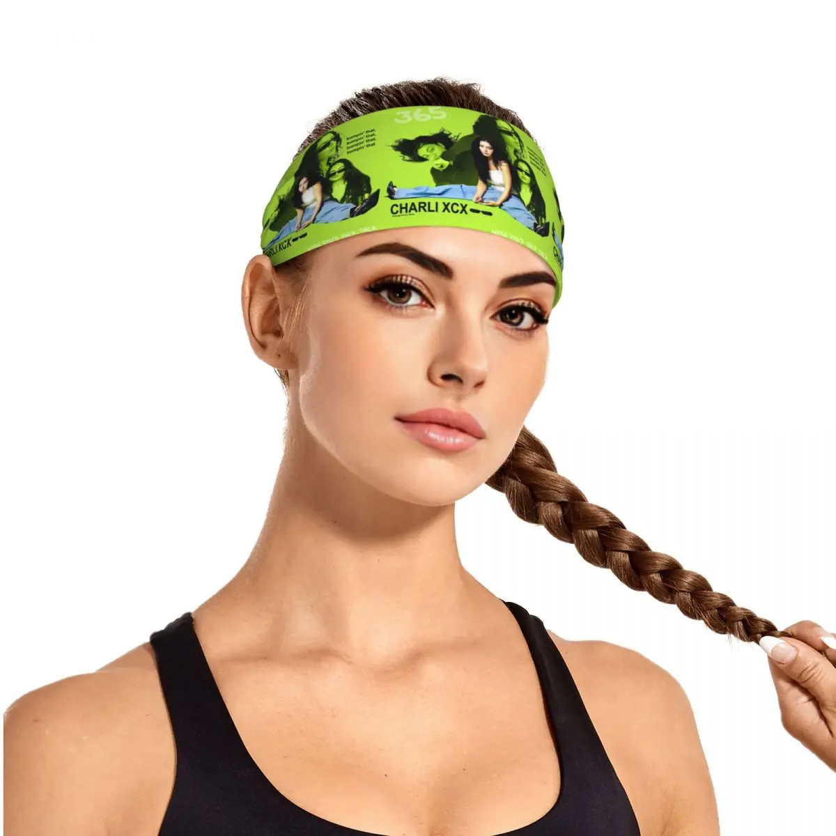 مخصص C-Charli XCX المغني البريطاني عقال الرجال النساء عدم الانزلاق 2024 ألبوم شقي الرطوبة فتل رياضة العصابة لركوب الدراجات