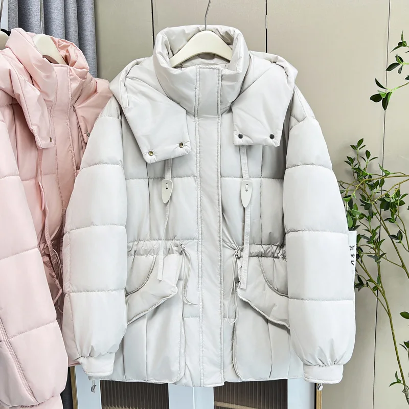 Plus Size Women Parka Winter New Loose Sweet Fashion Oversized Hooded Thicken Warm cotton-padded Coat