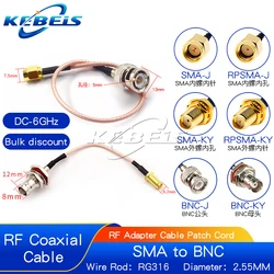 SMA to BNC Cable RG316 BNC To BNC Male Plug & Female Jack Nut Bulkhead Male Female Connector Extension WIRE RF Coaxial Jumper