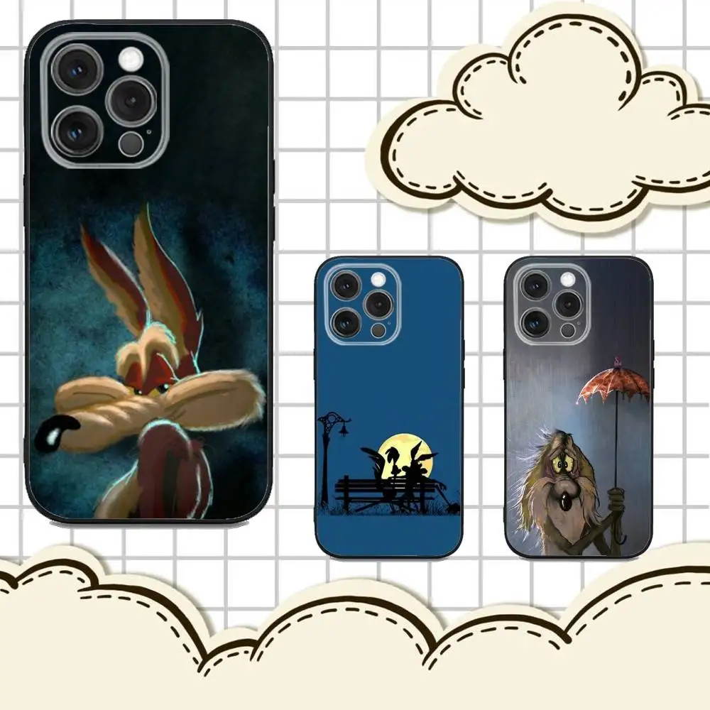 

W-Willy C-Coyote Anime Phone Case For iPhone 16e,16,15,14,13,12,11,Pro,X,XS,Max,XR,Plus,Mini Soft Black Cover