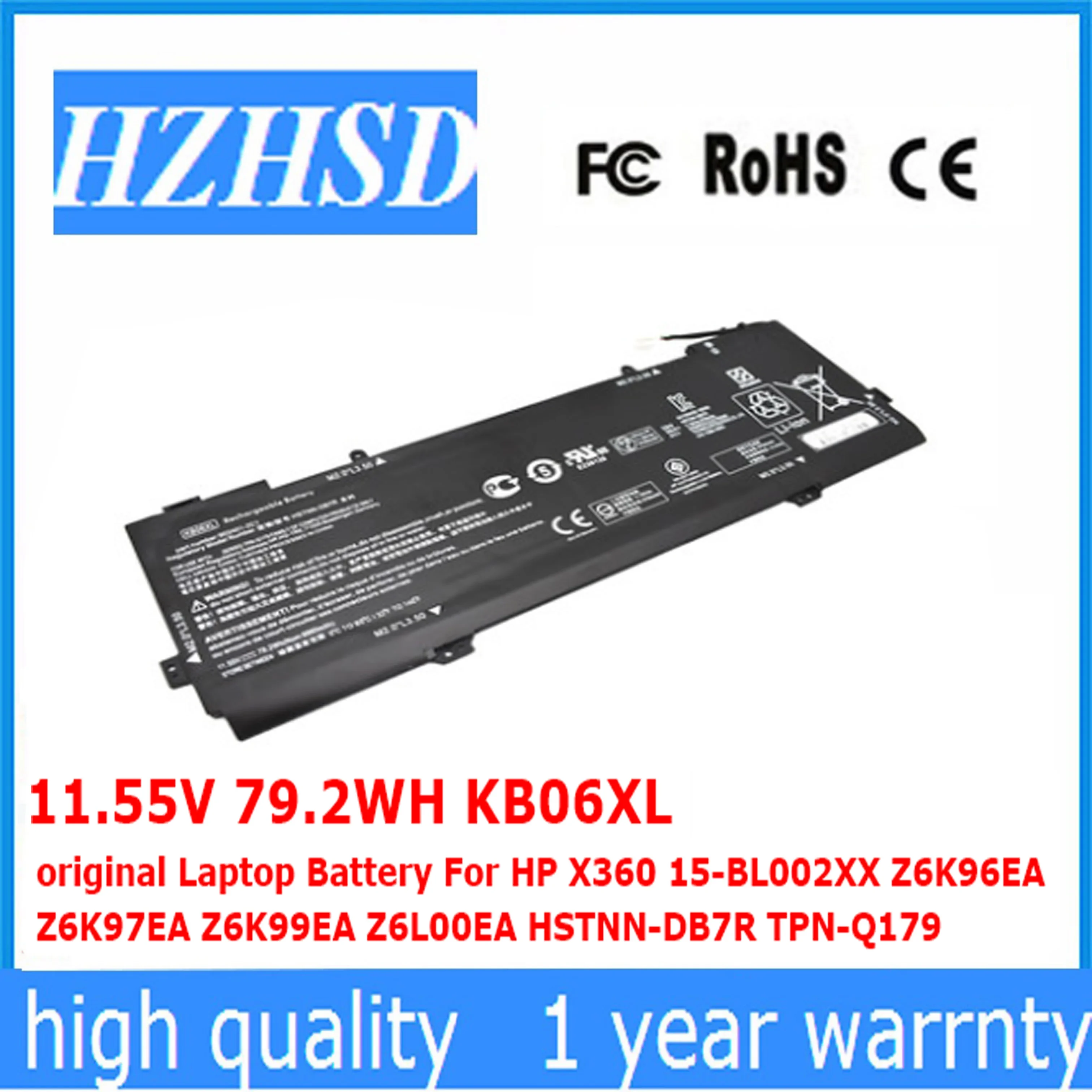 11.55V 79.2WH KB06XL original Laptop Battery For HP X360 15-BL002XX Z6K96EA Z6K97EA Z6K99EA Z6L00EA HSTNN-DB7R TPN-Q179