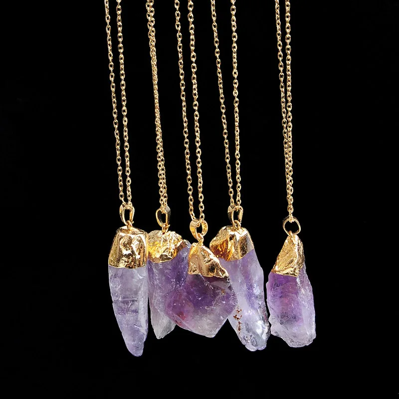 Onregelmatige Amethist Edelsteen Ketting Healing Crystal Chakra Steen Vrouwen Verjaardagscadeau Citrien Edelsteen Ketting Healing Crystal - afbeelding 1