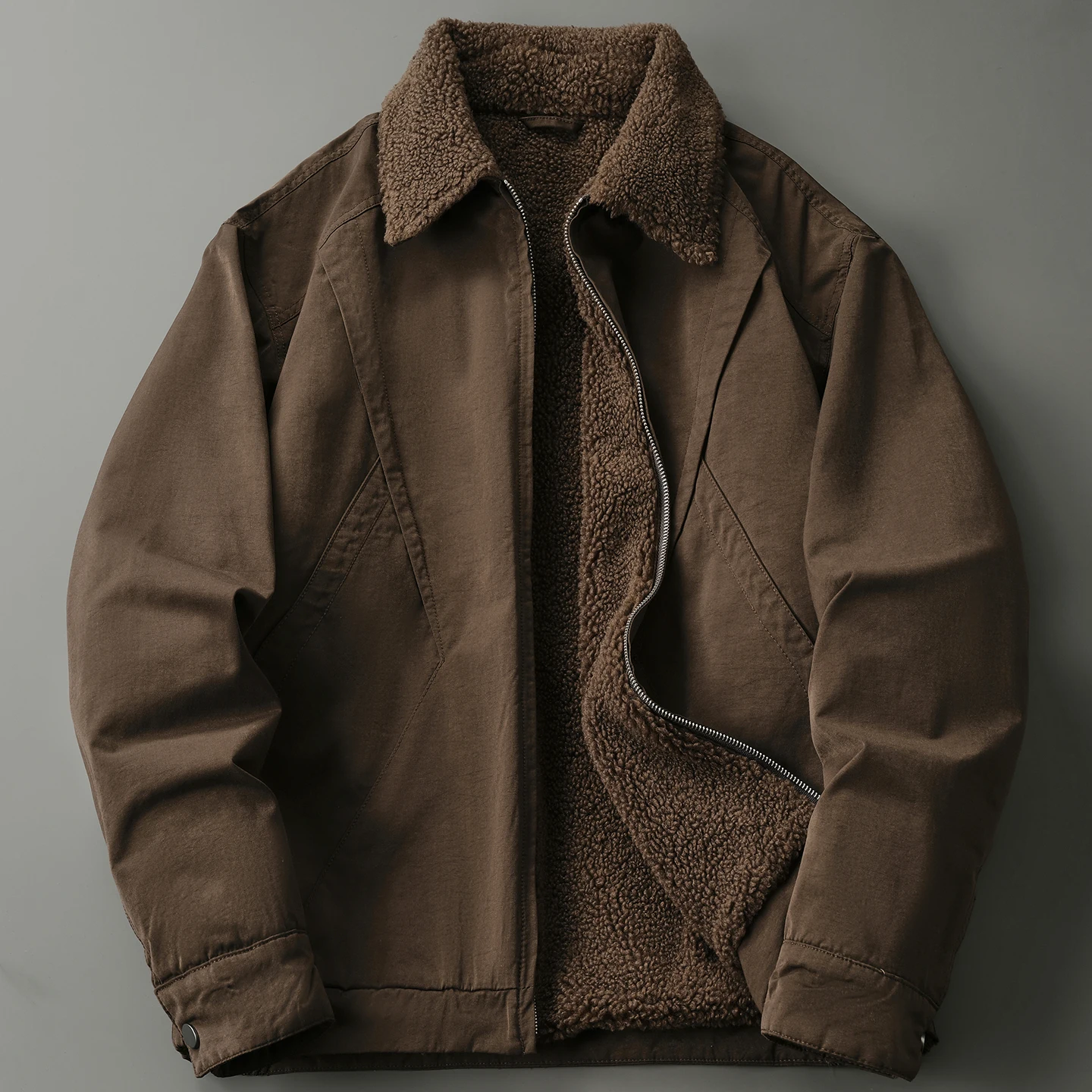 

American retro workwear plus velvet casual jacket men's winter heavyweight thickened warm jacket