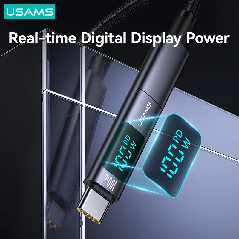 USAMS AU18 OTG Adapter 100W PD Digital Display Type C Adapter Type-C To Type-C Fast Charging For Huawei Xiaomi OTG Connector