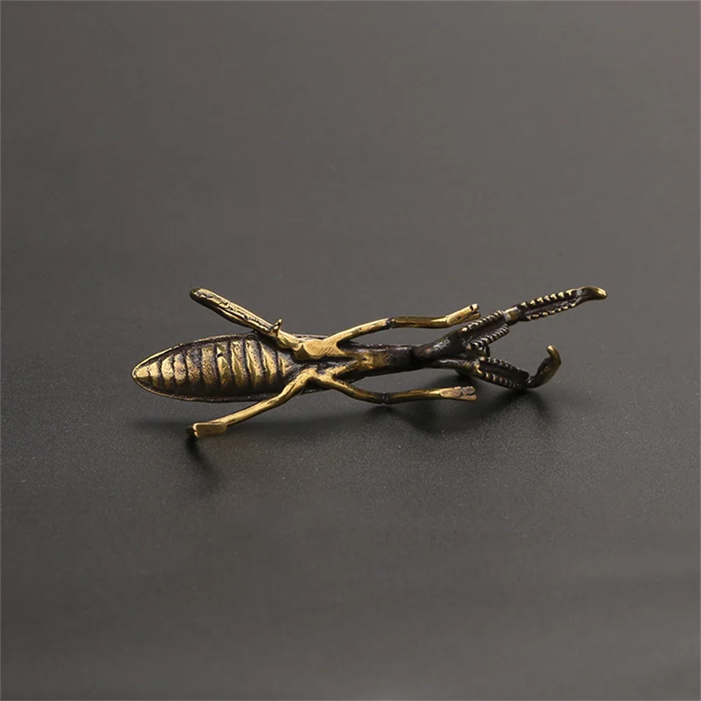 Pure Copper Mantis Figurines Miniature Ornament Desktop Toy Ornament Simulation Insect Statue Home Pots Decorations