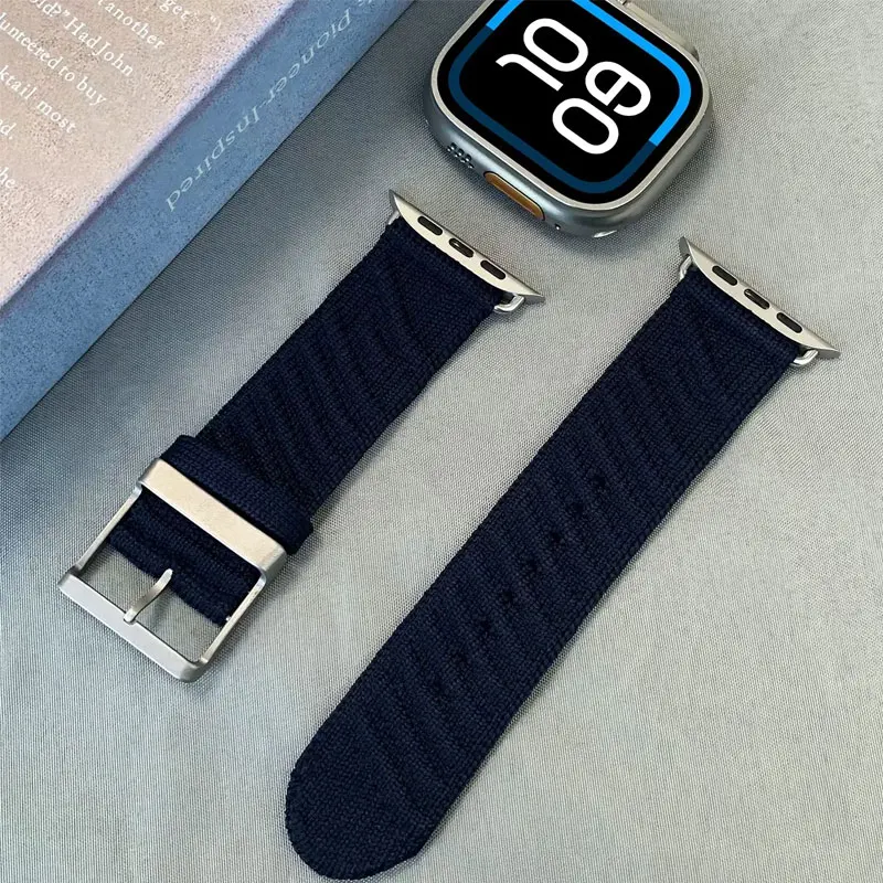 لساعة أبل الترا 3 11 9 8 7 حزام 46 مللي متر 44 مللي متر 45 مللي متر 49 مللي متر En Mer Band Bleu Nuit لسلسلة ساعات أبل 11 46 مللي متر سوار رياضي