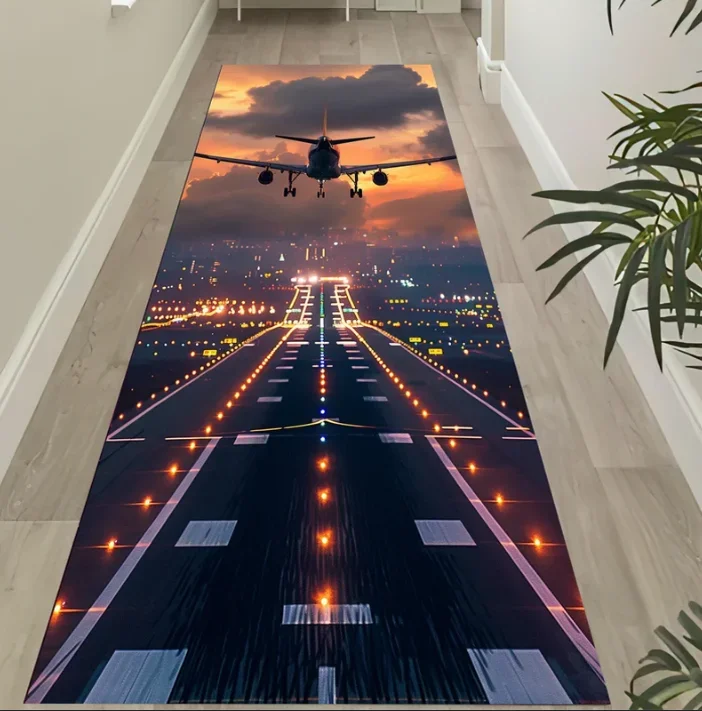 Airport Runway Airport Night Light Runner Rug Creative Kitchen Corridor Floor Mat