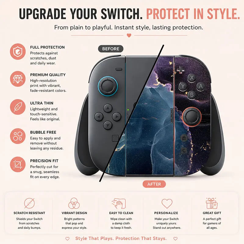Creative pattern SWITCH game console protective film, with natural touch and comfortable feel, featuring personalized designs
