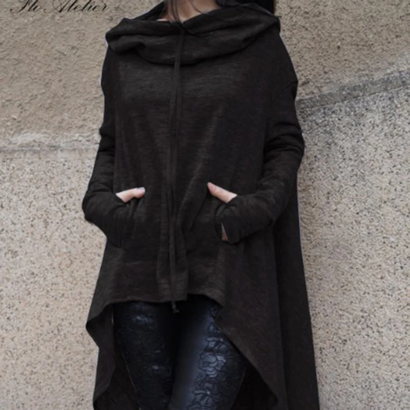 Nouveau Style de mode Femmes sweats à capuche ourlet irrégulier coton à manches longues queue de poisson couleur unie Femmes sweats surdimensionné sweats à capuche robe