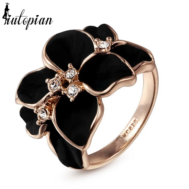 Iutopian Brand Flower Series Rings For Women Anel 3 Colors Dont Fade Anti Allergy Big Size #RG95676