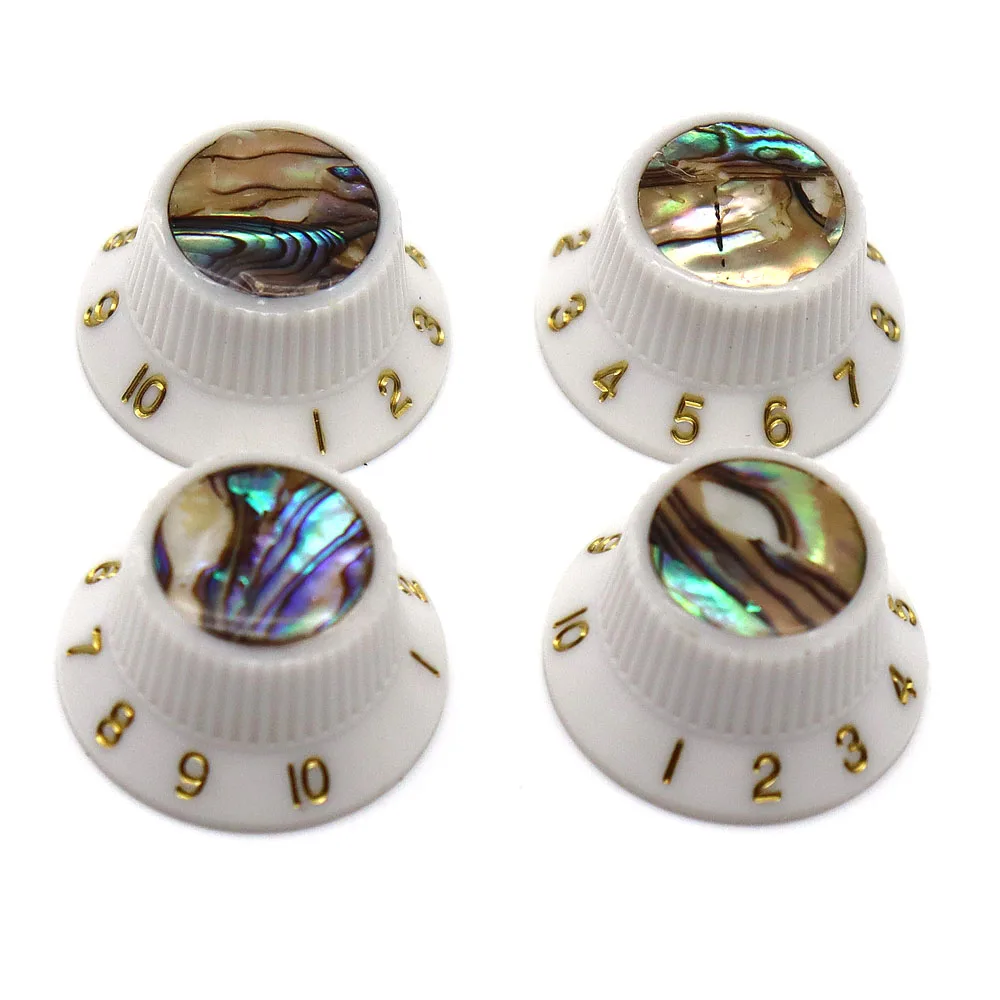 4 Stück Gitarrenknöpfe Abalone-Hutknöpfe Kunststoff-Lautstärke-Ton-Geschwindigkeitsregler für LP ST ES SG E-Gitarren-Teile – Detail 7