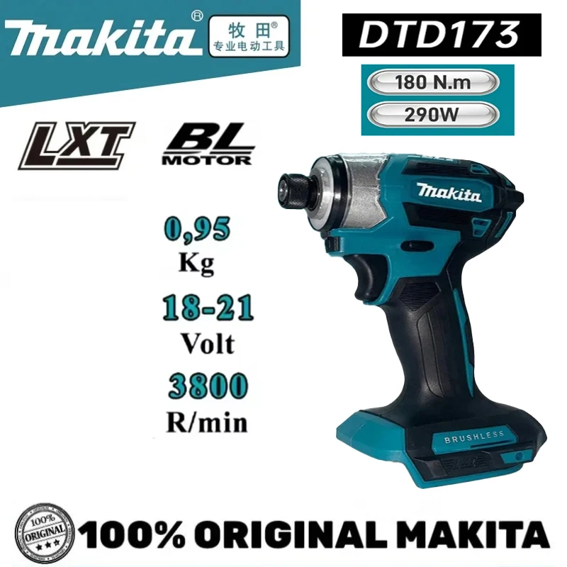 

Makita DTD173 Аккумуляторная ударная отвертка 18 В LXT BL Электрическая дрель с бесщеточным двигателем по дереву/болту/Т-режим 180 Н·м Аккумуляторные электроинструменты