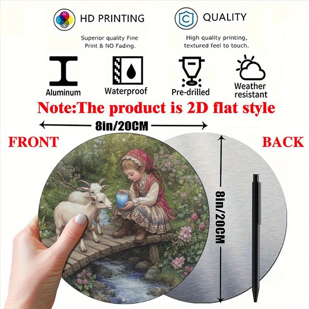 Waterproof & Durable 2D Flat Aluminum Wall Art, Rustic Folk Art Hanging Plaque for Home Office Living Room, CIFBUY