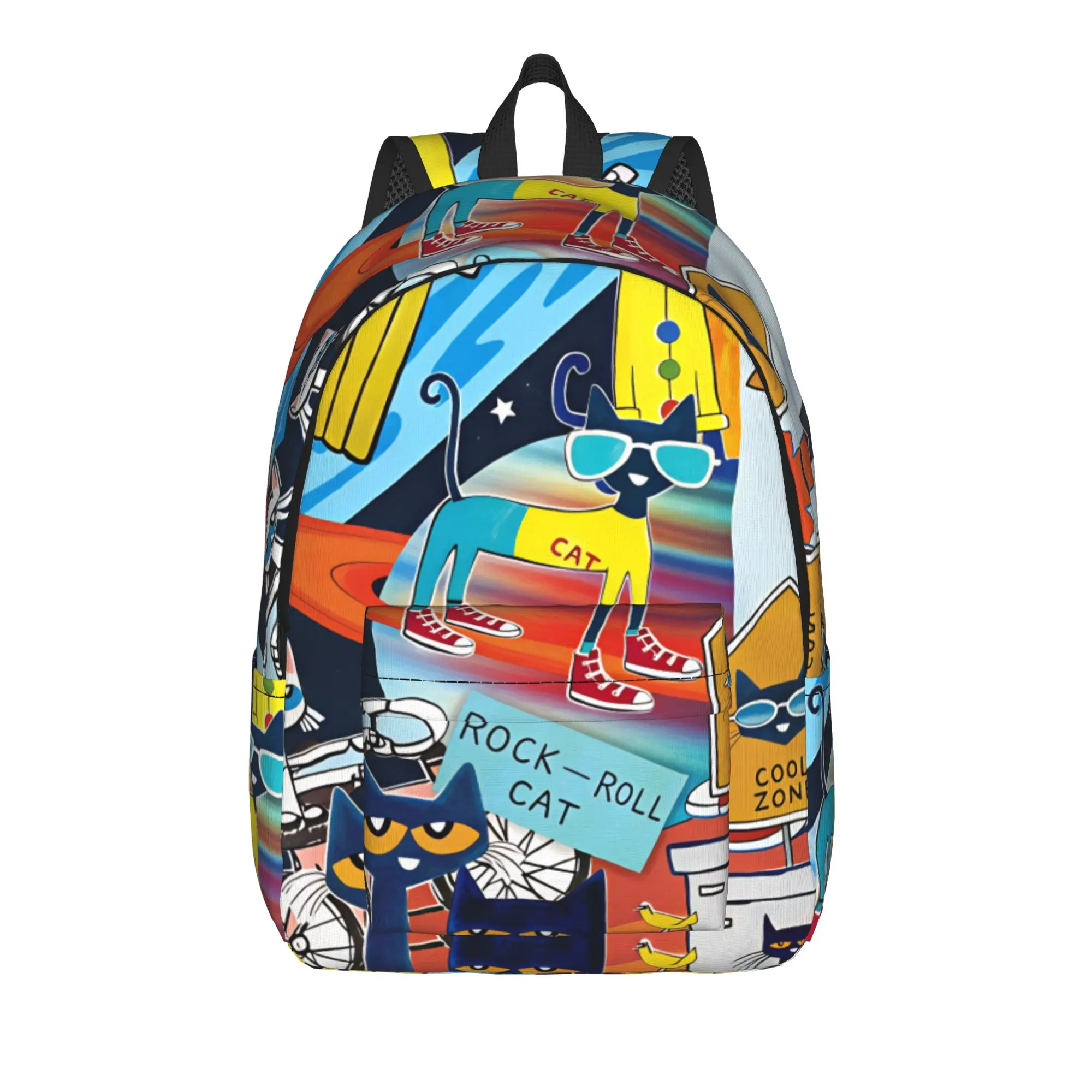 Pete the Cat I Love My White Shoes Backpack  Outdoor Style Backpacks Boy Kawaii High School Bags High Quality Durable Rucksack
