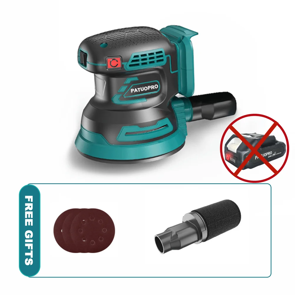 

PATUOPRO 125MM Electric Cordless Disc Random Orbital Sander 3-Speed Brushless Grinding Polisher Compatible Makita 18V Battery