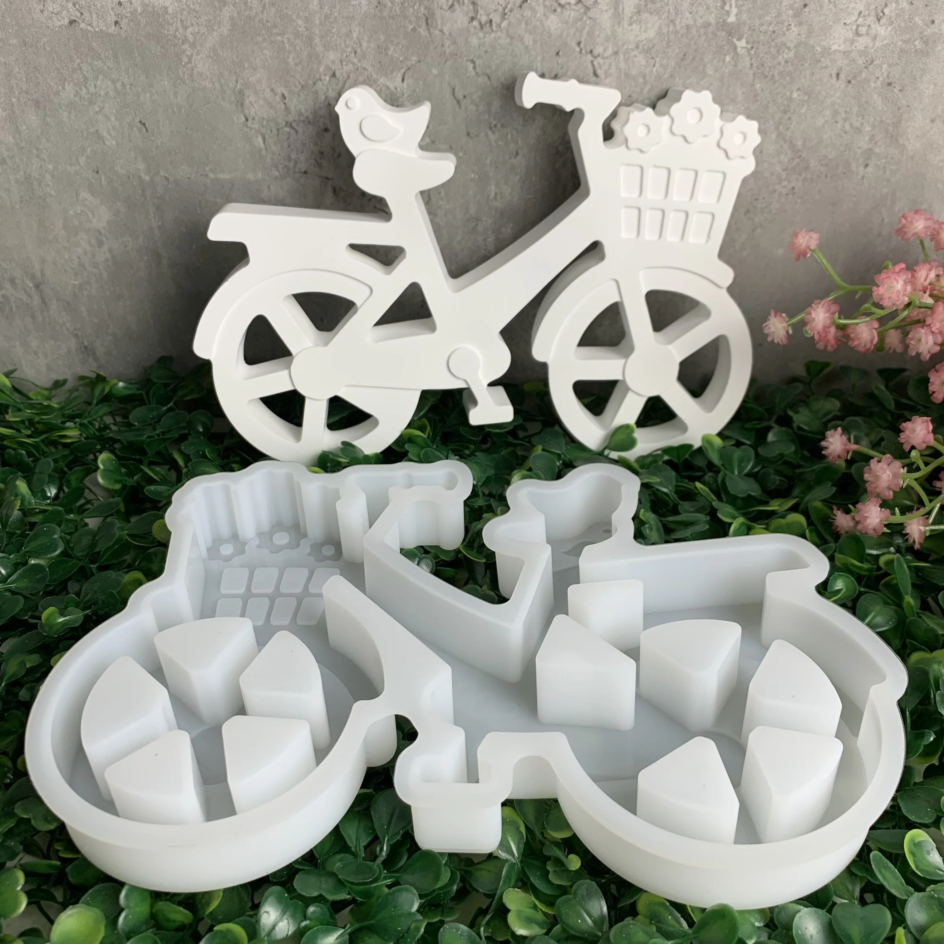 Bicycle Ornaments Silicone Mould DIY Cement Gypsum Clay Pouring Epoxy Mould Home Decoration Ornaments