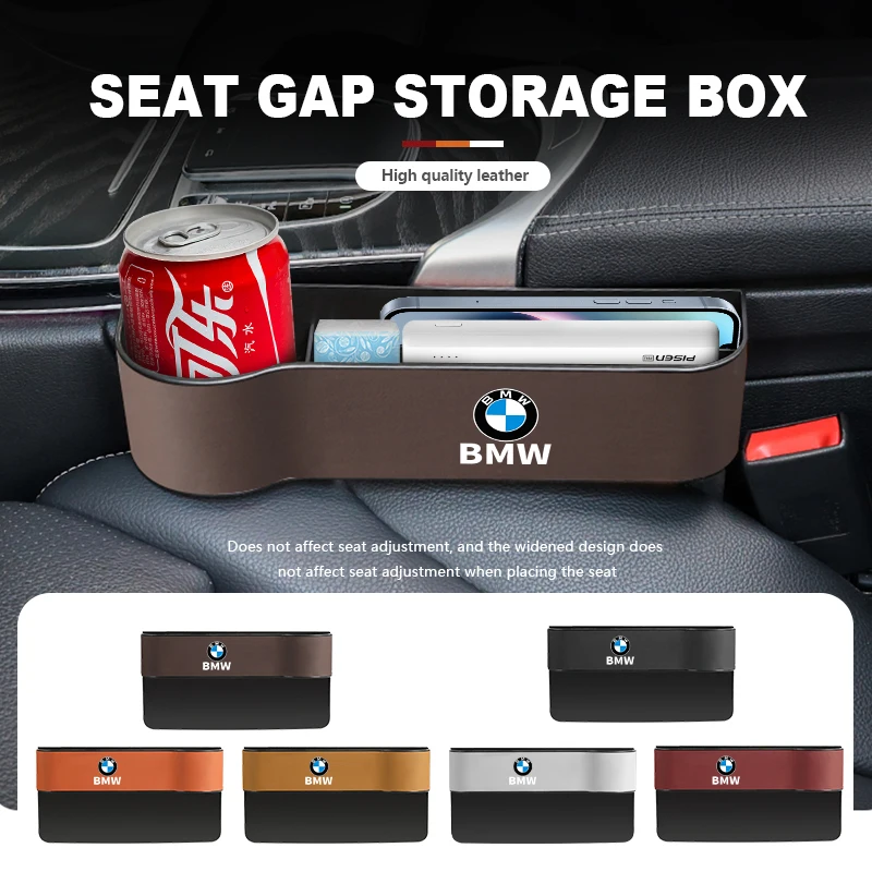 Car Seat Gap Storage Box Leather Slit Filler Phone Bottle Holder For BMW X3 X5 M5 M3 E46 E90 E60 F10 E39 F30 E36 G30 E87 E70