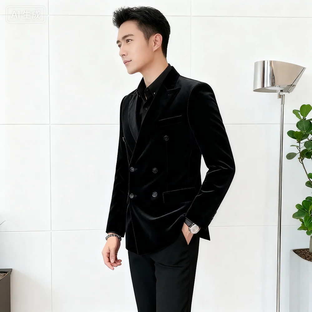 

Деловой двубортный пиджак, новый пиджак с длинными рукавами, эластичный пиджак стандартной длины, профессиональная рабочая одежда 3XL