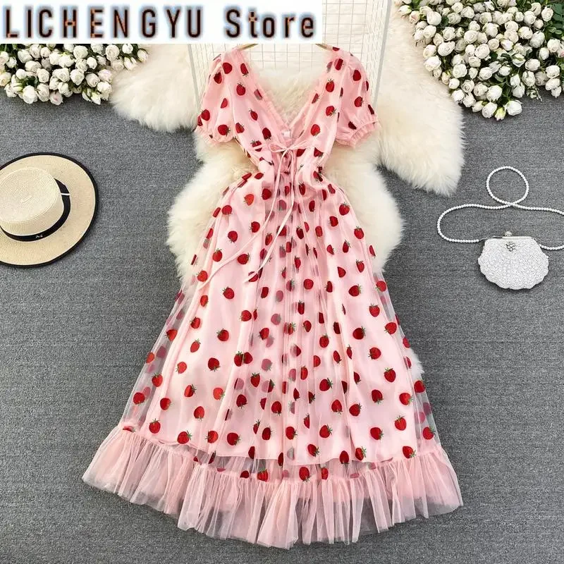 

Sweet Style Women's Short-Sleeve Patchwork Sequins V-Neck V-Neck Mesh High Waist Dress Autumn New Dresses