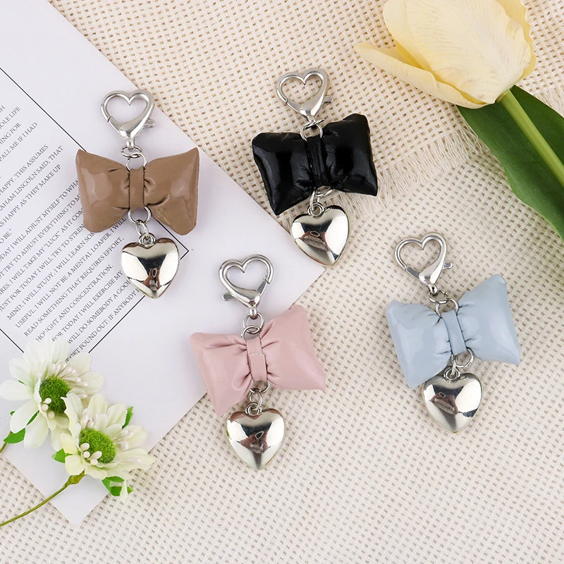 Fashion Exquisite Bowknot Heart Pendant Sweet Phone Lanyard Creative Handmade Keychains Bag Decoration Accessories Gifts