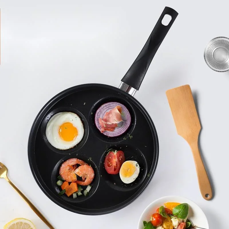 Four Hole Fried Egg Non-Stick Pan Household Rice Stone Egg Dumpling Pot MultiFunction Breakfast Muffin Frying Pan