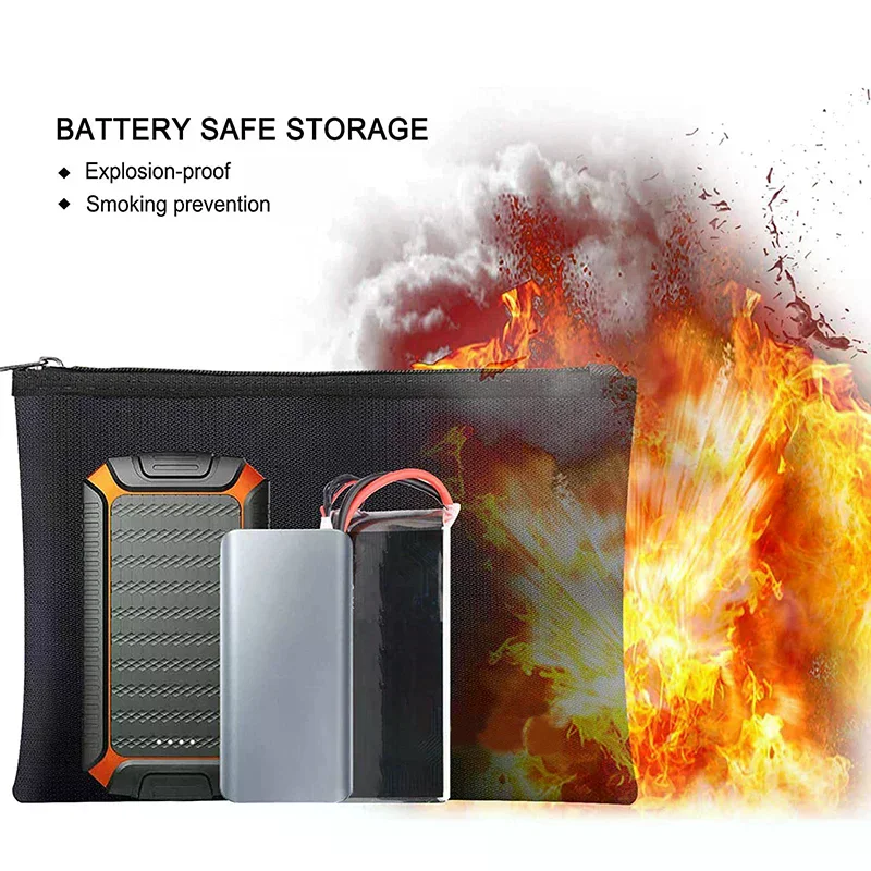 Fireproof Document Bag Waterproof Money Bags Fire Safe Storage Pouch With Zipper Cash File Envelope Holder For Home Office